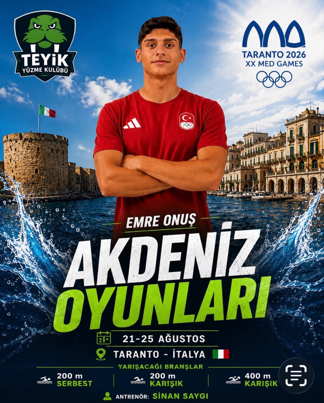 Emre Onuş Akdeniz Oyunları’nda Türkiye’yi temsil ediyor