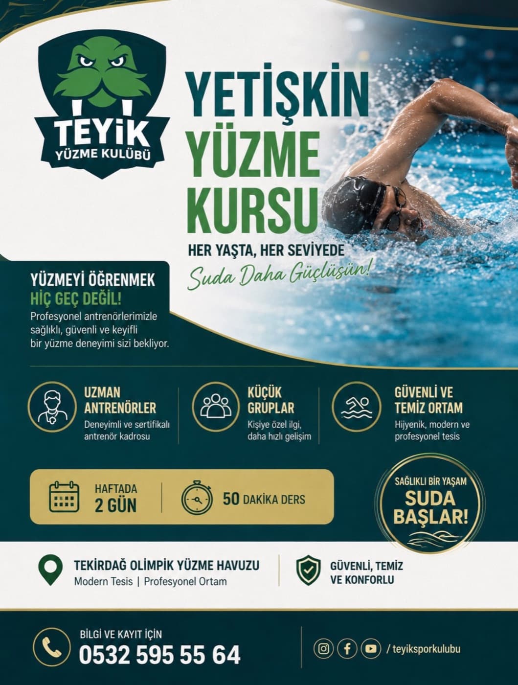 Yetişkin yüzme kursu kayıtları başladı